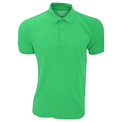 Gildan - Polo de Manga Corta de Deporte Doble Pique para Caballero/Hombre de Primera Calidad Modelo Performance - Verano/Vacaciones (Mediana (M)) (Verde irlandés)