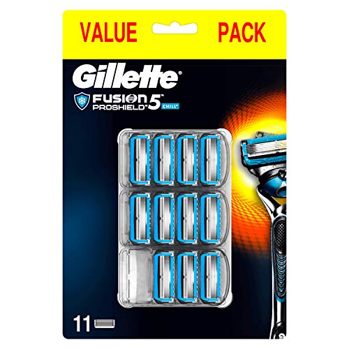 Gillette Fusion Proshield Chill Cuchillas de Afeitar para Hombre - 11 unidades, modelos aleatorios