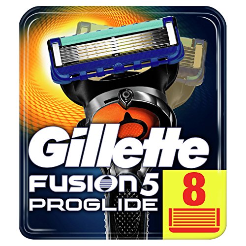 Gillette Fusion5 ProGlide Maquinilla De Afeitar, 8 Recambios, Paquete Apto Para El Buzón De Correos, Tecnología FlexBall Que Se Adapta A Los Contornos