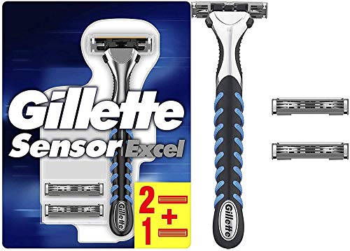 Gillette Sensor Excel Maquinilla De Afeitar Para Hombre + 2 Recambios Sensor Excel Y 1 Recambio Sensor3