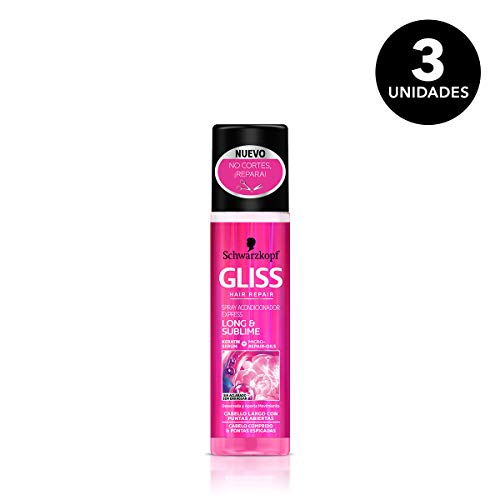 Gliss Long & Sublime Acondicionador Express para Cabello Largo de Schwarzkopf - Sin Aclarado - 3 uds de 200 ml (total 600ml)