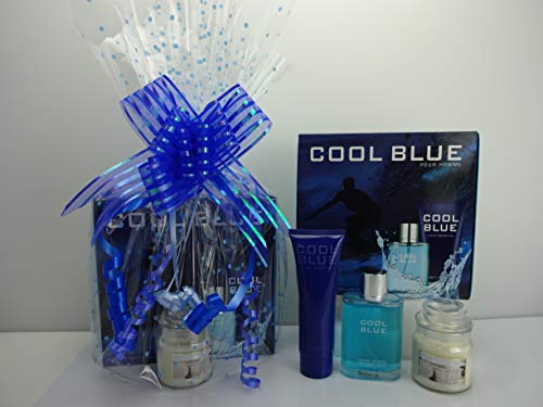 Gloria cosméticos Cool azul perfume con piel auténtica cartera y manicura Set de regalo perfume Plus libre solicitudes Eau de Toilette para hombres, 2 piezas