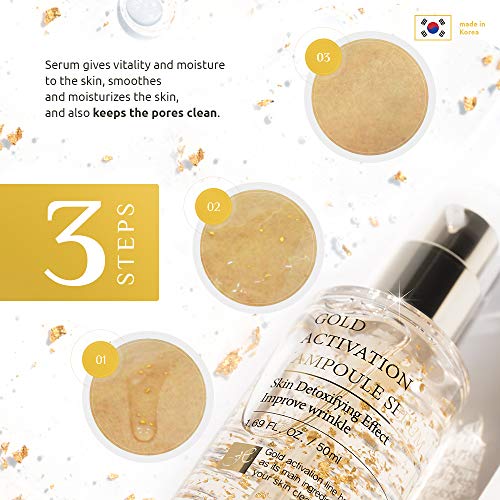 Gold Activation Serum Facial - Ácido Hialurónico - Cosmetica Coreana - Face Serum - Serum Antiedad - Lifting Serum - Serum Hidratante - Serum Antiarrugas - Mejor Serum Facial Pieles Maduras