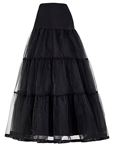 GRACE KARIN Mujeres Enaguas Largas Rockabilly Pin Up para Bodas Damas Negro XL