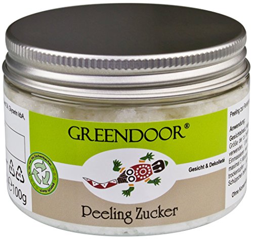 Greendoor Peeling Azúcar, Peeling facial para Cara, Cuello, Escote & especialmente piel sensible, 100g, unscented = sin Perfume, sin conservantes, Cosmética natural