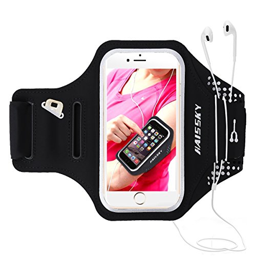 Haissky Brazalete Deportivo para Correr Brazalete Deportivo Armband con Llavero y Correa Ajustable para iPhone 11 Pro Max/11 Pro X/8 Plus y Otros teléfonos Inteligentes de Menos de 6.5"