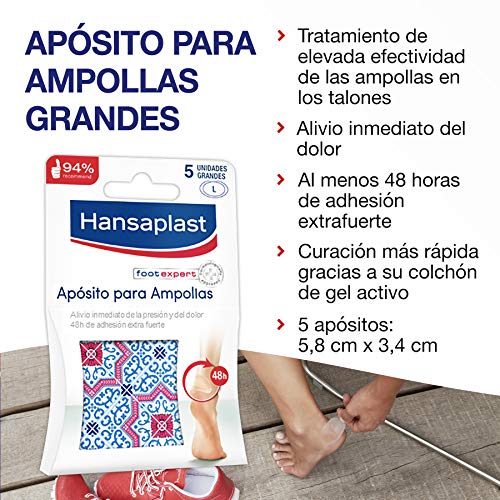 Hansaplast Apósito para ampollas grande, apósito transparente para un alivio instantáneo del dolor, apósitos adhesivos para los talones, 2 x 5 unidades