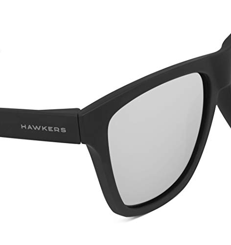 HAWKERS · Gafas de Sol ONE LS Carbon Black Chrome, para Hombre y Mujer, con montura negra con acabado engomado y lentes espejadas plateadas, Protección UV400