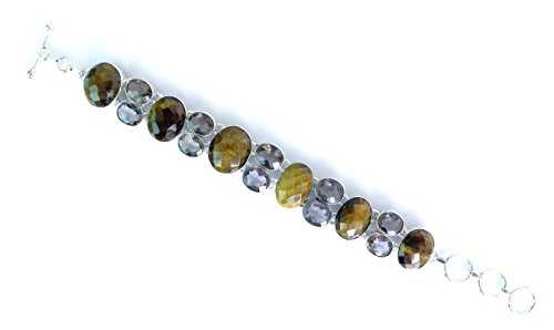 Hecho A Mano Tigre Ojo Y Smoky Gemstone Ethnic Vintage Trible Silver Plated Pulsera para Mujeres DE Tibetan Plata