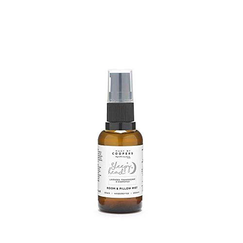 Hecho por Coopers Lavanda, incienso, manzanilla relajante almohada con aceites esenciales, remedio natural para el sueño, habitación natural relajante y lino en spray en botella de vidrio de 30 ml.