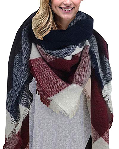 heekpek Bufandas Mujer Invierno Grib Grande Chal Cálido Moda Bufandas Largas de Invierno (Rojo)