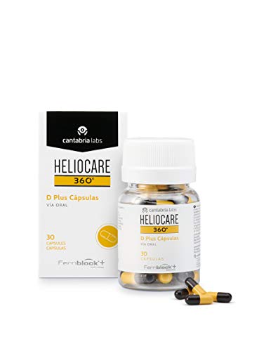 Heliocare 360° D Plus Cápsulas - Fotoprotección desde el Interior, Aumenta la Resistencia al Sol, Pieles Sensibles y Períodos de Exposición Intensa, 30 cápsulas (197208.8)