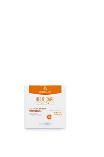 Heliocare Color Compacto Oil-Free SPF 50 - Fotoprotección Avanzada con Color, Antioxidante, Formato Compacto, Acabado Mate, para Pieles Mixtas o Grasas, Brown, 10gr