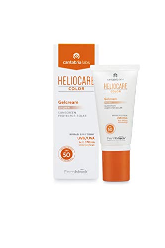 Heliocare Color Gelcream SPF 50 - Fotoprotección Avanzada con Color, Fluido Hidratante en Textura Gel, Acabado Natural, Pieles Normales y Secas, Tono Brown, 50ml