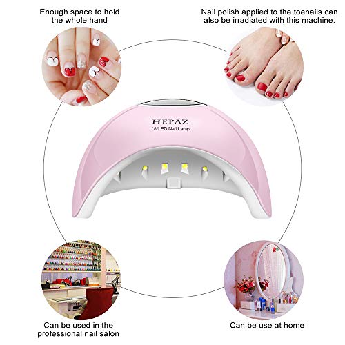 HEPAZ Lámpara Secador de Uñas,Lámpara LED UV Uñas 36W USB Profesional Gel Esmalte de Uñas Curado Luz Máquina con 3 Temporizador 30s 60s y 90s Pantalla LED Sensor Automático