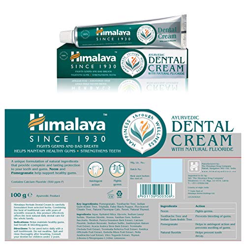 Himalaya Herbals Dental Cream Pasta dental 100g Antiinflamatorio, Anti-hinchazón, Protección de encías Cuidado dental Higiene Pasta de dientes (3-Pack)