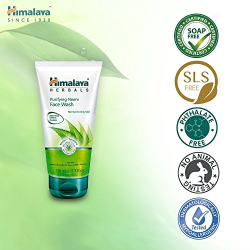 HIMALAYA HERBALS Gel purificante de lavado de cara de Neem | Limpia profundamente los poros y el acné | Lavado facial a base de hierbas | 150g (2-Pack Purifying Neem Face Wash Gel)