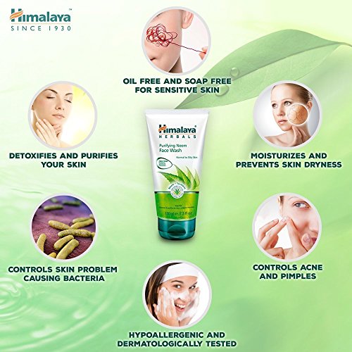 HIMALAYA HERBALS Gel purificante de lavado de cara de Neem | Limpia profundamente los poros y el acné | Lavado facial a base de hierbas | 150g (2-Pack Purifying Neem Face Wash Gel)