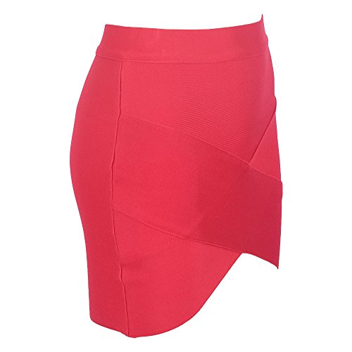 HLBandage Women Irregular Mini Bandage Skirt(M,Rojo)