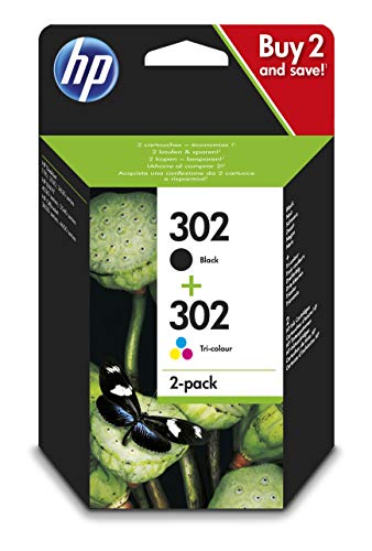 HP 302 X4D37AE, Pack de 2, Cartuchos de Tinta Originales Negro y Tricolor, compatible con impresoras de inyección de tinta HP DeskJet 1110,2130,3630; ENVY 4520; OfficeJet 3830,4650,5220,5230