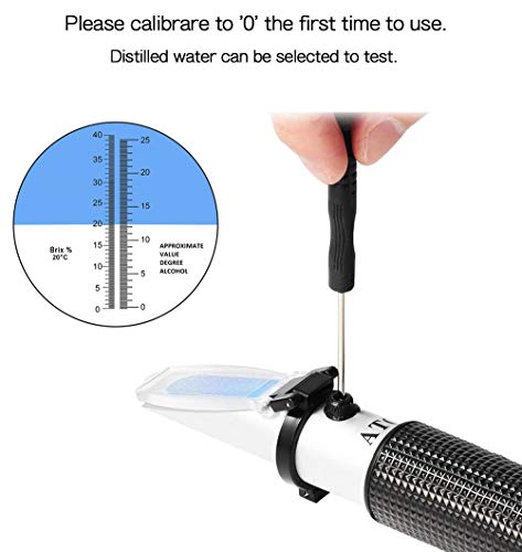 iitrust Enólogo Refractómetro con ATC para Viticultor para Medir el Contenido de Azúcar y Alcohol en el Jugo de UVA Original (Azúcar: 0-40%, Alcohol: 0-25%)