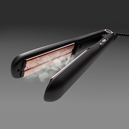 Imetec Bellissima My Pro Steam B28 100 - Plancha para cabello con vapor profesional, efecto liso anti-encrespado, revestimiento en cerámica, temperatura regulable, calentamiento rápido, negro