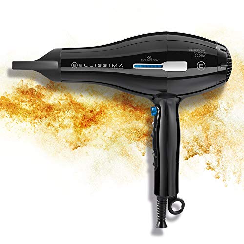 Imetec Bellissima P2 2200 - Secador de pelo profesional de 2200 W, tecnología de iones para hidratar el cabello y reducir el encrespamiento, 8 combinaciones de aire y temperatura, boquilla estrecha