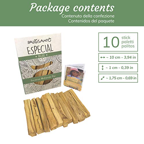 Incienso Natural Palo Santo - Palitos Variedad Especial - 10 Palitos - Aroma para la meditación, la Lectura, la relajación - Original Bursera Graveolens