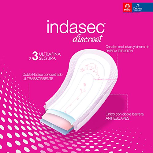 INDASEC Discreet - Compresa para Pérdidas, Leves Maxi, 15 Unidades, Negro (3821831)