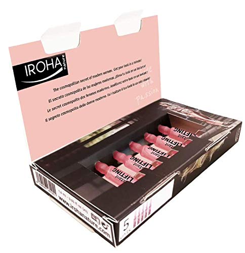 Iroha Nature - Ampollas Flash Lifting y Antifatiga con Proteina de Soja y Ácido Hialurónico, 5 unidades (5 x 1,5ml) | Ingredientes Naturales, Sin Paraben, No Testado en Animales