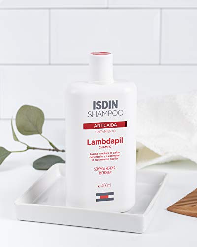 Isdin Lambdapil Champú Anticaída, Ayuda a Reducir la Caída del Cabello y Estimula el Crecimiento Capilar 1 x 400ml