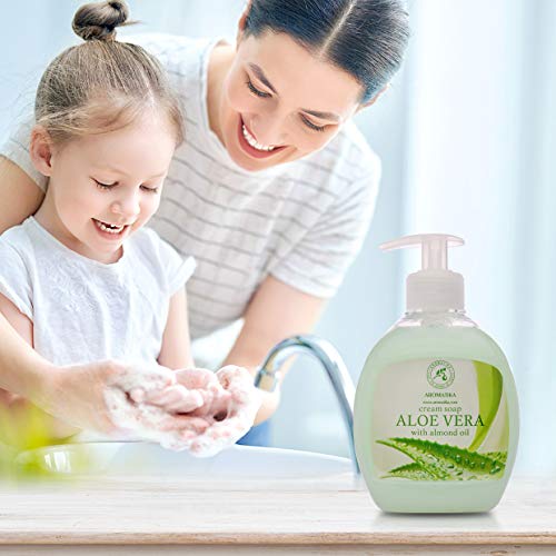 Jabón Crema Aloe Vera con Aceite de Almendras 3x300ml - Jabón cosmético líquido para manos - Para el cuerpo - Para la cara - Piel - Nutre y limpia suavemente la piel - Jabón hidratante