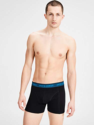 Jack & Jones Jacwaistband Trunks 3 Pack Noos Bóxer, Gris (Asphalt Detail:hawaian Ocean & Fiery Red), Large (Pack de 3) para Hombre