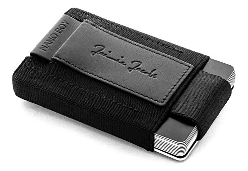 JAIMIE JACOBS Cartera Hombre Nano Boy Cartera Minimalista Slim Wallet Cartera Clip Cartera Pequeña Tarjetera fina Pinza para Billetes Billetero para Hombres (Negro)