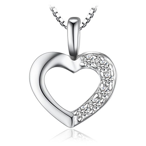 JewelryPalace Colgante Circonita en forma de Corazón Collar Plata de ley 925 cadena de caja 42cm