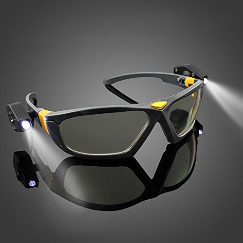 Jia HU 1pièce Professional Lunettes de sécurité avec lumière LED lecture de nuit Lunettes de vision travail Cyclisme remplaçable objectif