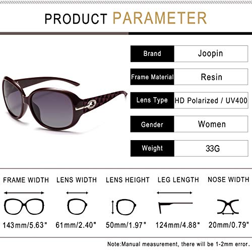 Joopin Gafas de Sol Mujer Polarizadas de Moda Protección UV400 de Gran Tamaño Gafas de Sol Señoras (Vino tinto)