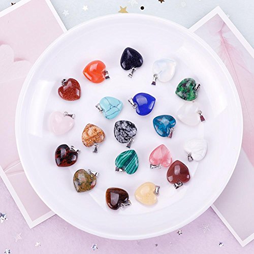 Juanya - 20 colgantes de piedra con forma de gota de agua de cristal de cuarzo chakra con cordón de piel sintética de 18 pulgadas de color negro