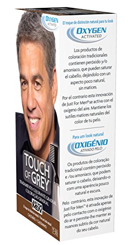 Just for men, Touch of Grey, Tinte Pelo Reductor de Canas para Hombres, Reduce parcialmente las Canas, Castaño, 40 g (8.41385E+12)