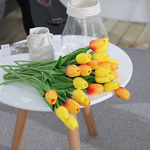 JUSTOYOU Tulipán, Toque Real, 33 cm de Largo, Flores Artificiales Decorativas para Ramos de Boda, hogar, Hotel, jardín, Actividades de Navidad, Regalos, Telas, Naranja -10