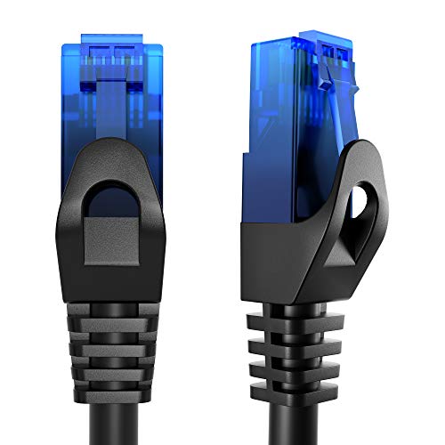 KabelDirekt - 15m - Cable de Red, Cable Ethernet y LAN - (transmite hasta 1 Gigabit por Segundo y es Adecuado para switches, routers, módems con Entrada RJ45, Negro-Azul)