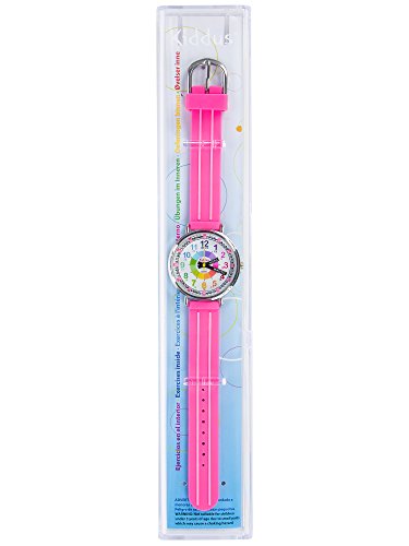 KIDDUS Reloj Educativo para niña, Chica, Chico. De Pulsera, analógico. Time Teacher fácil de Leer para Aprender la Hora. Ejercicios incluídos. Mecanismo de Cuarzo japonés. KI10310 Manillas escritas