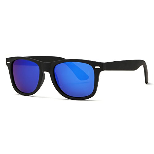 kimorn Polarizado Gafas De Sol Clásico Unisexo Cuerno Rimmed Años 80 Retro AE0300 (Negro&Azul, 52)