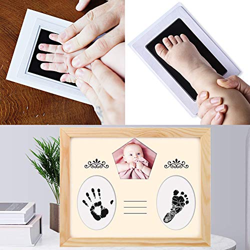 Kit de Huella Bebe Pie y Manos,Almohadilla de Tinta Para Bebes,Juego de impresión para bebé,Bebé Kits de Impresión de Huellas De Mano Y Pies,Perfecto para Regalo de Bebé de Recuerdo Familiar,2pc,Negro