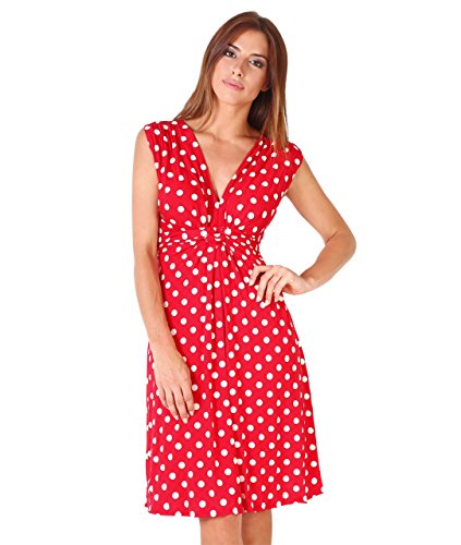 KRISP Mujer Vestifo Corto Lunares Juvenil (6147-REDWHT-14)