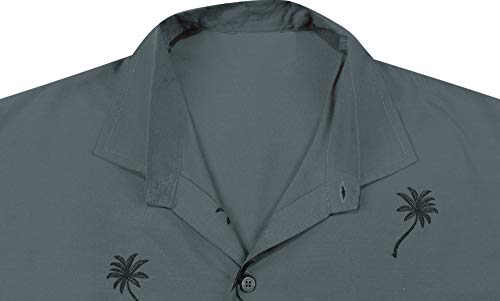 LA LEELA Casual Hawaiana Camisa para Hombre Señores Manga Corta Bolsillo Delantero Surf Palmeras Caballeros Playa Aloha XS-(in cms):91-96 Gris_W844