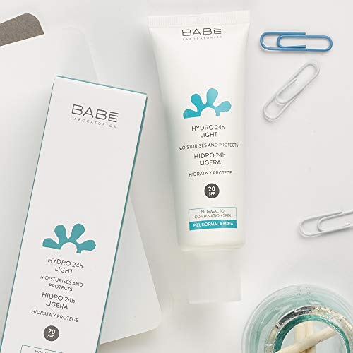 Laboratorios Babé - Crema Facial Hidratante 24 Horas Textura Ligera 50 ml, Hidratación 24 Horas, Protección Solar UVB y UVA, Piel Mixta, Piel Grasa, Calmante, Alivio Inmediato