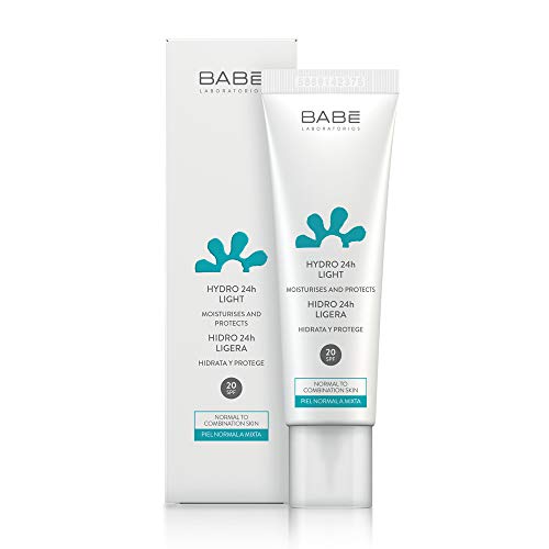 Laboratorios Babé - Crema Facial Hidratante 24 Horas Textura Ligera 50 ml, Hidratación 24 Horas, Protección Solar UVB y UVA, Piel Mixta, Piel Grasa, Calmante, Alivio Inmediato