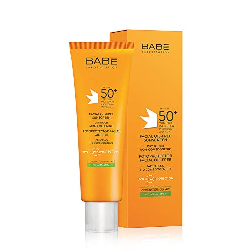 Laboratorios Babé - Fotoprotector Facial Oil-Free 50 ml, Muy Alta Protección Solar, Crema Solar Para el Rostro, Piel Mixta, Piel Grasa, Acné Facial, Calmante, Antioxidante, Sin Aceites, Matificante