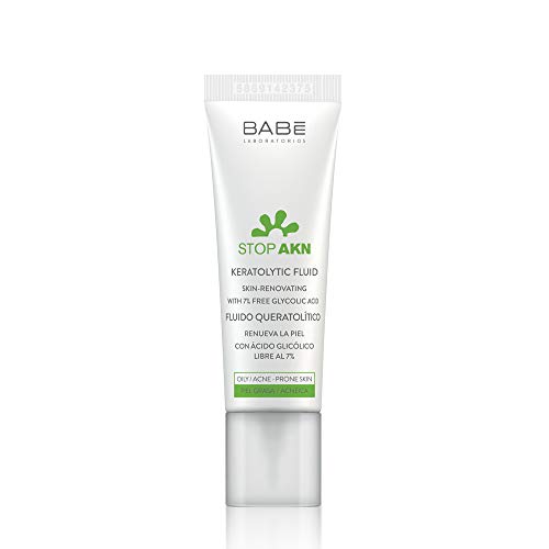 Laboratorios Babé - STOP AKN Fluido Queratolítico 30 ml, Para Piel Grasa, Tratamiento Facial Acné, Ácido Glicólico, Renovación Celular, Disminución de Marcas y Cicatrices